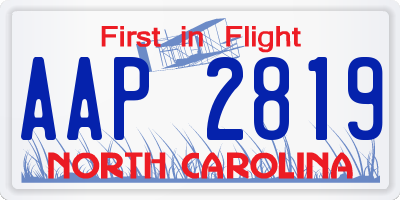 NC license plate AAP2819