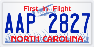 NC license plate AAP2827