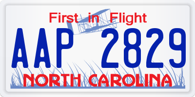 NC license plate AAP2829