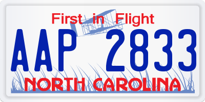NC license plate AAP2833