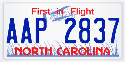 NC license plate AAP2837