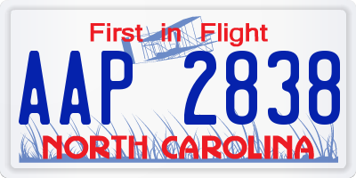 NC license plate AAP2838