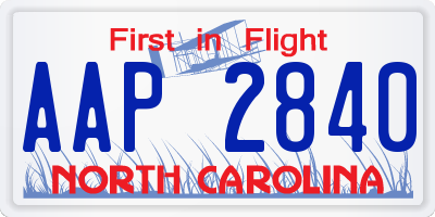 NC license plate AAP2840