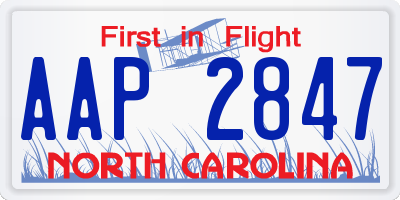 NC license plate AAP2847