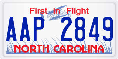 NC license plate AAP2849