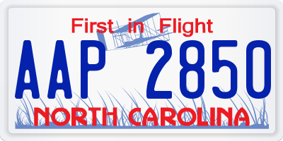 NC license plate AAP2850