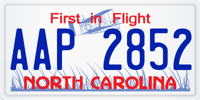 NC license plate AAP2852