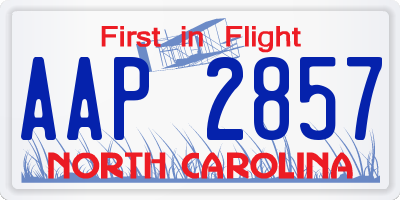 NC license plate AAP2857