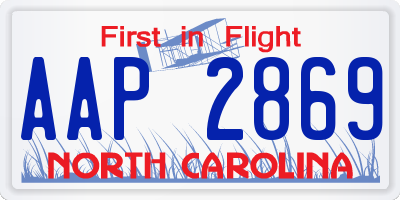 NC license plate AAP2869