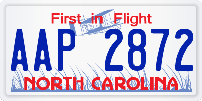 NC license plate AAP2872