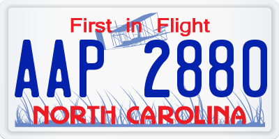 NC license plate AAP2880