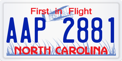 NC license plate AAP2881