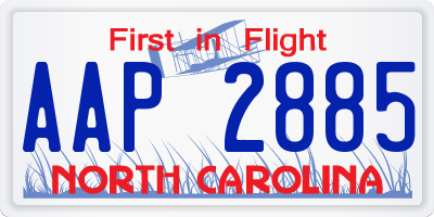 NC license plate AAP2885