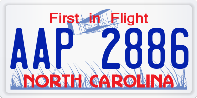 NC license plate AAP2886