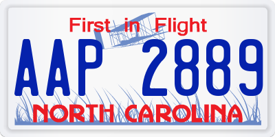 NC license plate AAP2889