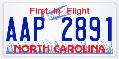 NC license plate AAP2891