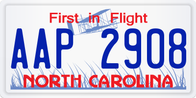 NC license plate AAP2908