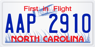 NC license plate AAP2910