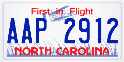NC license plate AAP2912
