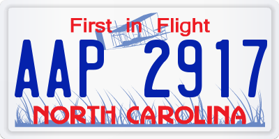 NC license plate AAP2917