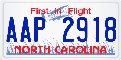 NC license plate AAP2918