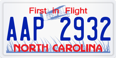NC license plate AAP2932