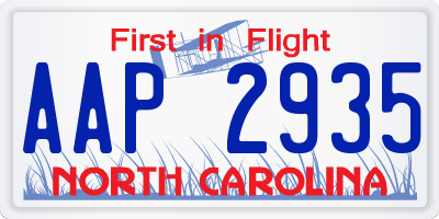 NC license plate AAP2935