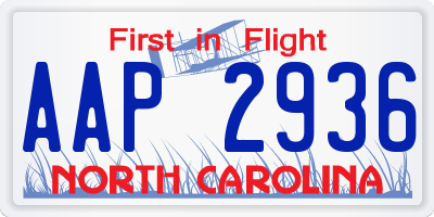 NC license plate AAP2936