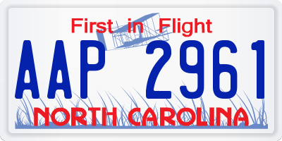 NC license plate AAP2961