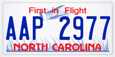 NC license plate AAP2977