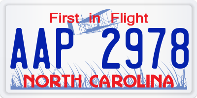 NC license plate AAP2978