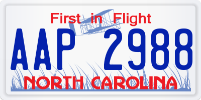 NC license plate AAP2988