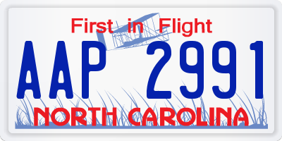 NC license plate AAP2991
