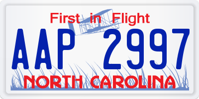NC license plate AAP2997