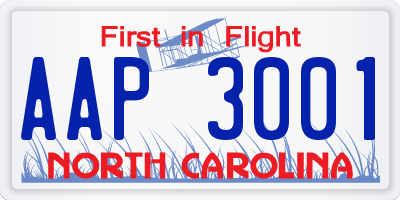 NC license plate AAP3001