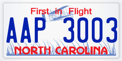 NC license plate AAP3003