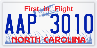 NC license plate AAP3010