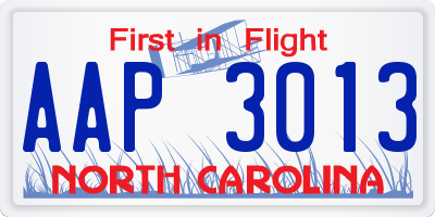 NC license plate AAP3013