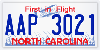 NC license plate AAP3021