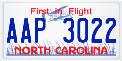 NC license plate AAP3022