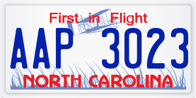 NC license plate AAP3023