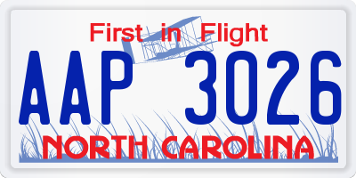NC license plate AAP3026