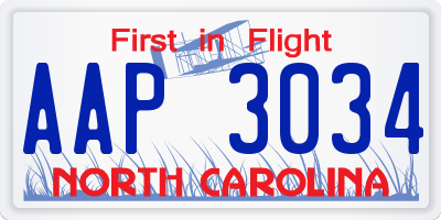 NC license plate AAP3034