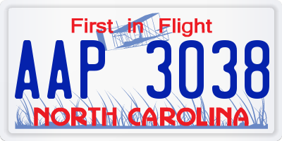 NC license plate AAP3038