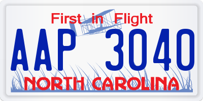 NC license plate AAP3040