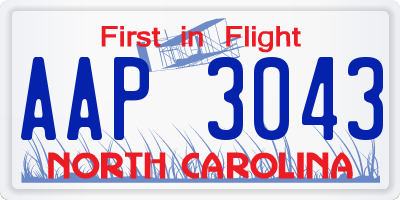 NC license plate AAP3043