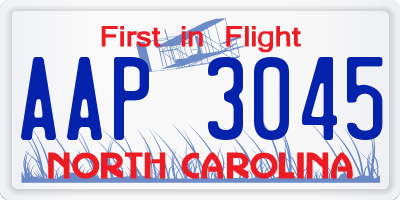 NC license plate AAP3045