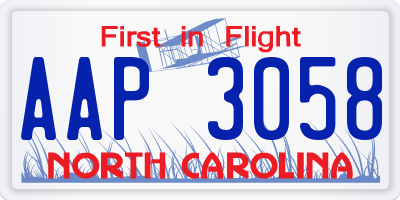NC license plate AAP3058