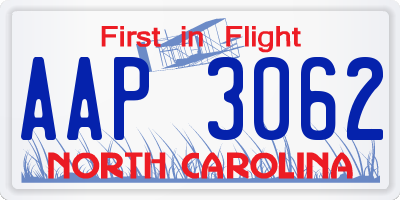 NC license plate AAP3062