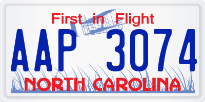 NC license plate AAP3074